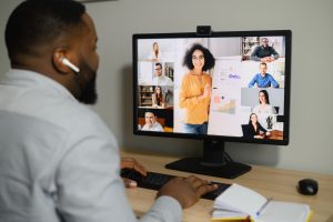 An African male is talking via video call